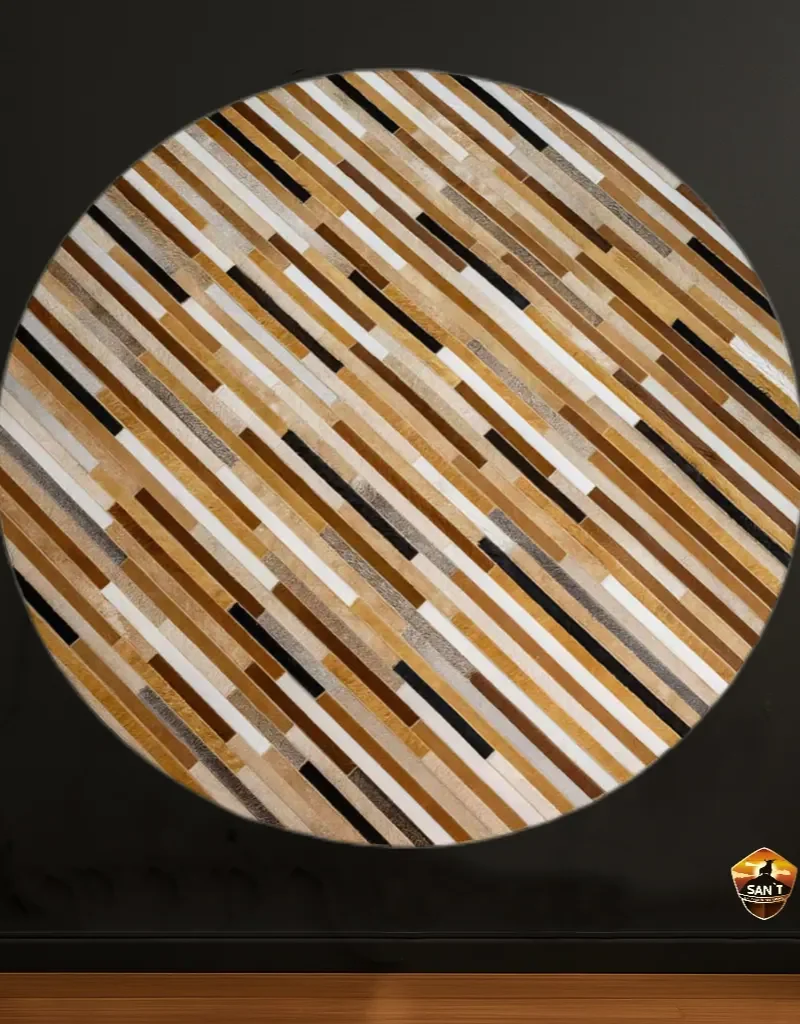 Alfombra Circular Líneas Doradas